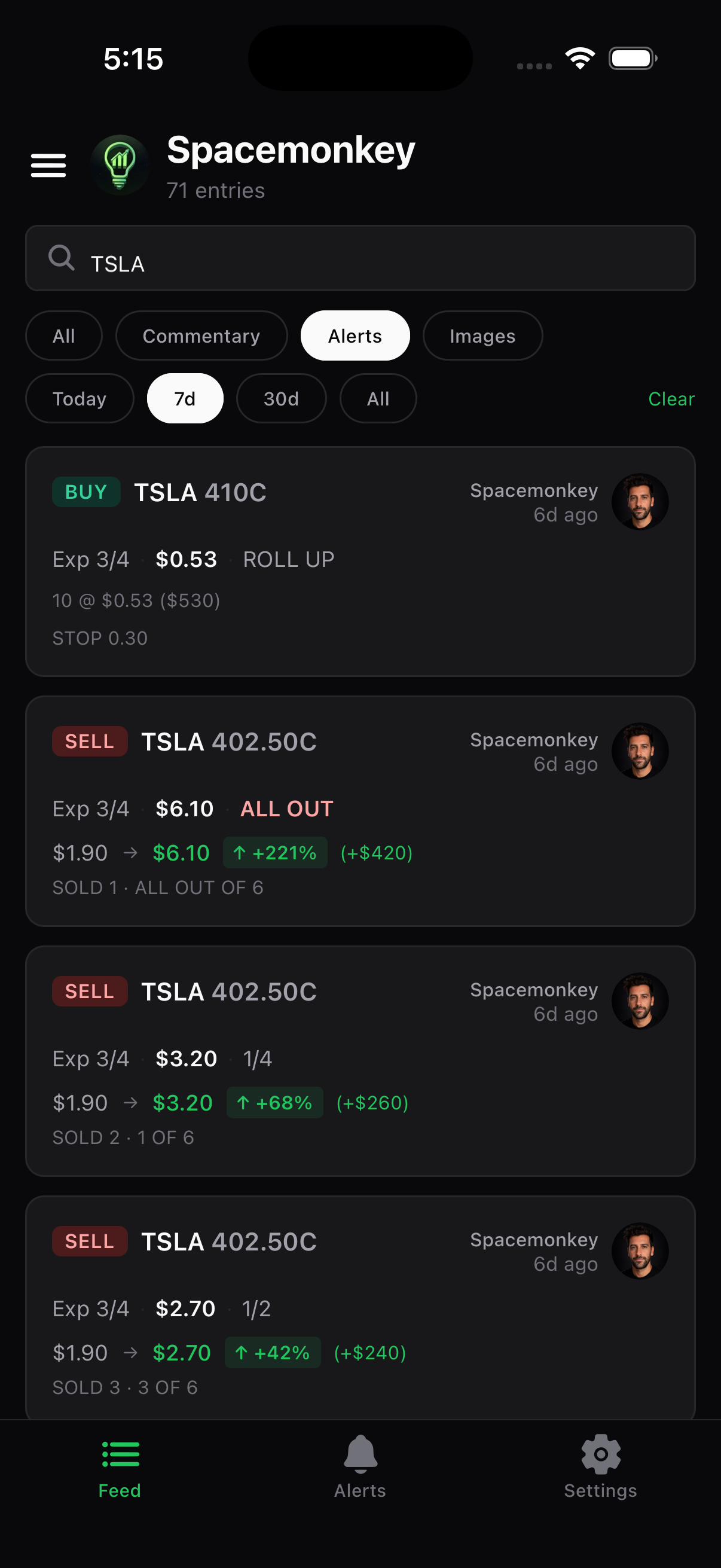 TWI mobile app alerts screen